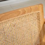 Cadeira de Sala de Estar com Encosto em Vime e Estrutura de Madeira de Borracha 63x69x78 cm Madeira e Bege