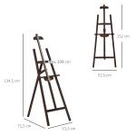 Cavalete para Pintura de Madeira Inclinável 90° com Suporte Tripé e Pincel 51,5x71,5x134,5cm Marrom