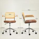 Cadeira de Escritório Giratória com Altura Ajustável Função Basculante e Encosto de Vime Sintético 60x55,5x82 - 90 cm Marrom