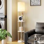 Candeeiro de Pé com Prateleiras 3 Temperaturas de Cor Controlo Remoto e Casquilho E27 Ø29x158 cm Branco
