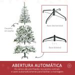 Árvore de Natal Artificial 180cm com Neve Ignífugo com 750 Ramos Folhas de PVC Base Dobrável Verde