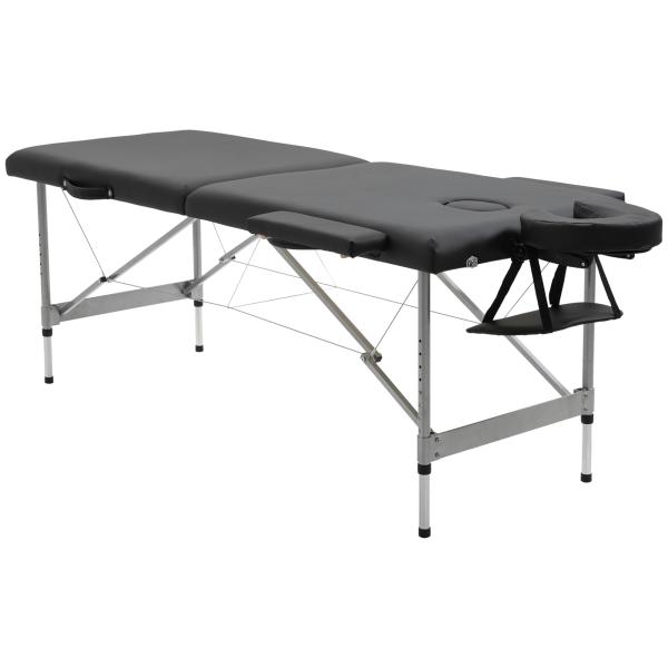 Marquesa de Massagem Dobrável com Altura Regulável em 7 Níveis, Apoio de Cabeça e Braços, 185x70x58 - 82 cm, Preto