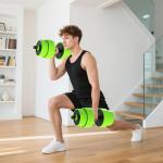 Conjunto de Halteres 30 kg 4 em 1 Conjunto de Pesos com Kettlebell Barra de Pesos para Treino de Força em Casa Ginásio Verde