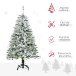 Árvore de Natal Artificial 120 cm com Neve Ignífugo com 200 Ramos Folhas de PVC Abertura Automática Base Dobrável Verde