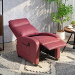 Poltrona de Massagem Reclinável com 2 Zonas de Massagem 8 Programas e 5 Níveis de Intensidade 68x88x98 cm Borgonha
