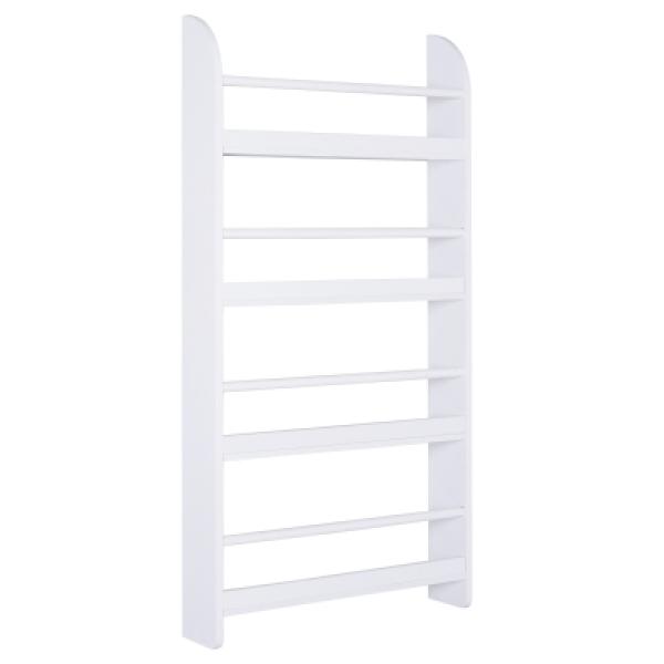 Estante de Parede para Livros com 4 Prateleiras Estante de Livros para Escritório Dormitório Entrada Carga Máxima 30 kg 56x12x113 cm Branco