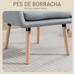 Poltrona de Sala de Estar Moderna Acolchoada de Dupla Camada Estofada em Couro Sintético Pés de Madeira 68x74x89 cm Cinza