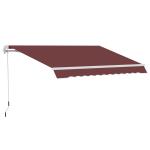 Toldo Manual Retrátil 3,5x2,5 m com Ângulo Ajustável Manivela, Estrutura de Alumínio e Proteção UPF30+ Vinho Tinto