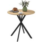 Mesa de Jantar Redonda para 2 - 4 Pessoas com Pernas Cruzadas em Aço Ø80x75 cm, Carvalho Branco