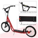 Trotinete com Guiador Ajustável 2 Pneus de Borracha Insufláveis com Travagem Dupla e Rodas 16" 139x58x90 - 96 cm Vermelho