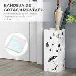 Suporte para Guarda - Chuvas com 4 Ganchos e Bandeja de Gotejamento Amovível Porta Guarda - Chuvas 15,5x15,5x41 cm Branco