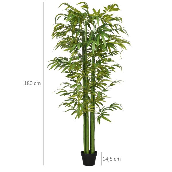 Planta Artificial Bambu Artificial para Interiores e Exteriores Decoração de Sala de Estar Escritório Ø17x180 cm Verde
