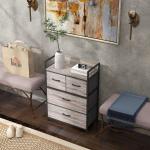Cómoda de Quarto Armário de Armazenamento com 4 Gavetas Dobráveis Prateleira Aberta e Estrutura de Aço para Sala Entrada 60x29x85 cm Cinzento