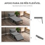 Sofá Cama 4 em 1 Estofado em Linho com Encosto Ajustável em 5 Níveis e Almofada Acolchoada 75x80x74 cm Cinza