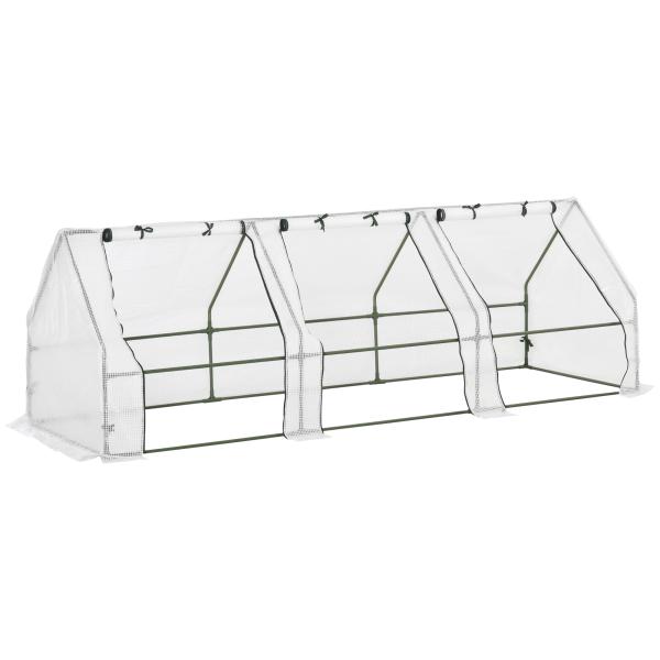 Estufa de Jardim Terraço 270x90x90 cm Tipo Casa Tubo de Aço com 3 Janelas Estufa Pequena para Cultivo de Plantas Branco Translúcido
