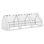 Estufa de Jardim Terraço 270x90x90 cm Tipo Casa Tubo de Aço com 3 Janelas Estufa Pequena para Cultivo de Plantas Branco Translúcido