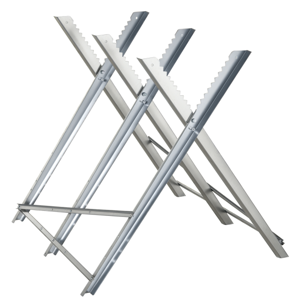 Cavalete para Serrar Dobrável com Altura Ajustável Estrutura Triangular de Metal Suporte para Lenha 83x83x79 cm Prata