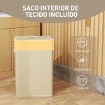 Cesto de Roupa com Tampa 72L Cesto de Roupa de Bambu com Bolsa Interior Removível e Alças 40x30x60 cm Bege e Creme