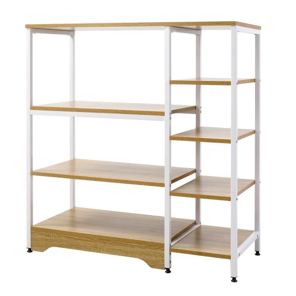 Estante Multiuso com 7 Prateleiras de Armazenamento para Utensílios Livros Plantas 90x40x95cm Madeira Natural