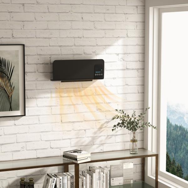 Aquecedor Elétrico de Parede 1000W/2000W 54,5x12x21,5 cm Preto