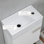 Móvel de Casa de Banho com Lavatório Móvel de Casa de Banho com Porta com Fechamento Suave e Armário 40x23x50 Branco Brilhante