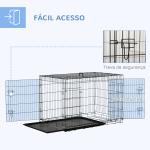 Gaiola para Cães com 2 Portas Gaiola para Animais de Estimação de Arame Dobrável com Alça de Transporte Aço 121x74,5x81cm Preto