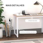 Secretária Moderna Mesa de Estudo com Estrutura de Aço e Pés Ajustáveis Mesa de Computador 120x60x76 cm Branco e Madeira