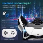 Carro Elétrico Lamborghini SIAN 12V com Controle Remoto Abertura da Porta Música MP3 USB e Faróis 108x62x40 cm Branco