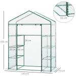 Estufa de Jardim com 8 Prateleiras Cobertura de PVC e Estrutura de Aço 143x73x195 cm Transparente e Verde