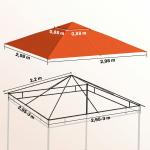 Toldo de Substituição de 3x3m para Pérgola de Jardim com 8 Orifícios de Drenagem e Ventilação Laranja