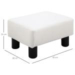 Apoio para os Pés Octomano Banco Pequeno Estofado em Pele Sintética com Assento Acolchoado e Pés de Plástico 40x30x24 cm Branco