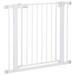 Barreira de Segurança para Cães Animais de Estimação 75 - 96cm para Escadas Portas e Corredores com Fechamento Automático Altura 76cm Branco