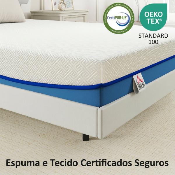 Colchão 190x90 cm Espessura 20 cm Colchão Viscoelástico com Chá Verde Firmeza Média Cama Refrescante com Espuma de Gel