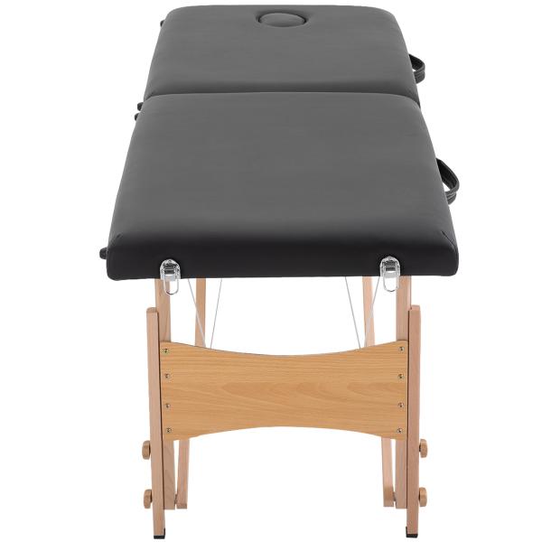 Marquesa de Massagem Dobrável Portátil com Apoio para a Cabeça Altura Ajustável e Bolsa de Transporte 186x60x58 - 81 cm Preto