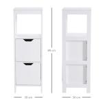 Armário de banheiro com prateleira aberta 2 gavetas 30x30x89 cm Branco