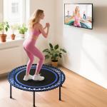 Trampolim de Fitness Adultos Ø114 cm com Estrutura de Aço Reforçada para Treino de Pernas Corpo Azul e Preto