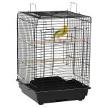 Gaiola para Pássaros com Teto Abatível 2 Poleiros 2 Comedouros e Bandeja Amovível para Canários Periquitos 40x40x59 cm Preto