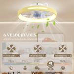 Ventilador de Teto com Luz LED 40 W Motor DC Reversível Comando 6 Velocidades 3 Cores Temporizador Madeira