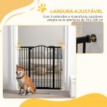 Barreira de Segurança para Cães com Largura Ajustável 74 - 100 cm e Extensões para Escadas e Portas Preto