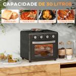 Mini Forno Elétrico 30L 1600W Mini Forno de Convecção com 7 Modos Temporizador e Temperatura Ajustável 43x39x39 cm Preto