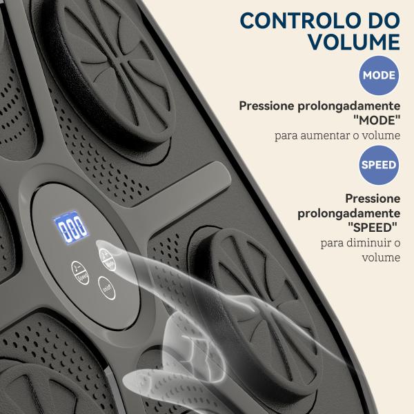 Máquina de Boxe Musical com 9 Modos de Velocidade Luvas e Conexão Bluetooth Luzes LED 41,8x44,6x7,5 cm Preto