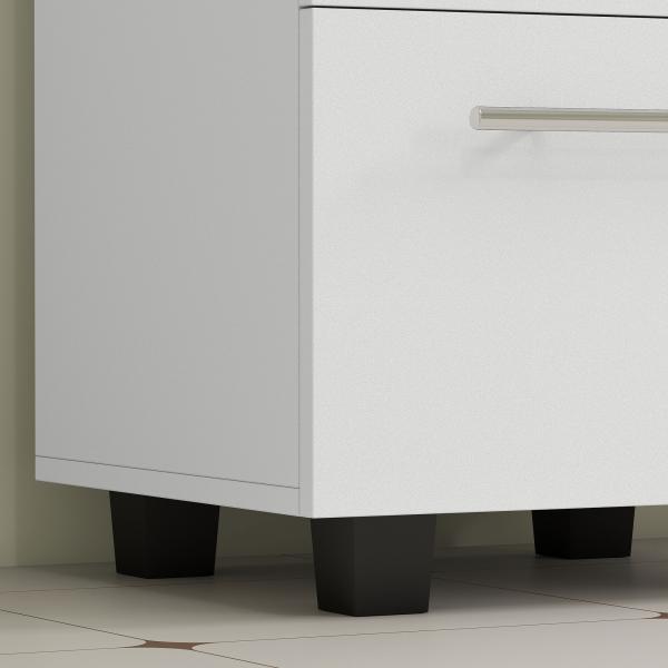 Móvel Sob Lavatório com Gaveta e Armário com Porta Corte em U para Lavatório sem Pedestal 41,5x35,5x59 cm Branco