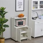 Armário Auxiliar para Micro - ondas Armário de Cozinha Baixo com Armário de 2 Portas e Prateleira Ajustável com Rodas Carga 70 kg 60,4x40,3x97 cm Branco