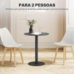 Mesa de Refeição Redonda para 2 Pessoas Mesa de Cozinha de Aço para Interior e Exterior Ø60x72 cm Preto