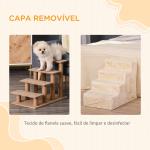 Escada para Animais de Estimação com 4 Degraus 2 em 1 com Capa Removível e Lavável Escada 60x35x44 cm Bege