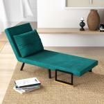 Poltrona Convertível em Cama Dobrável com Encosto Ajustável em 5 Níveis e Almofada Acolchoada Carga 120 kg 63x73x81 cm Verde