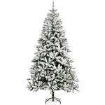Árvore de Natal Artificial 225 cm com Neve Ignífugo com 1300 Ramos Folhas de PVC Base Dobrável Verde