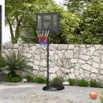 Tabela de Basquetebol com Altura Ajustável 216 - 277 cm Aro de Basquetebol para Exterior com Rodas e Base Recarregável Preto