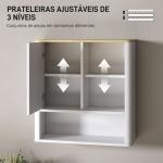 Armário de Parede para Casa de Banho com Porta Deslizante 5 Compartimentos e Prateleiras Ajustáveis 60x20x62 cm Branco