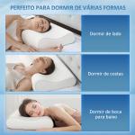 Almofada de Espuma Viscoelástica com Desenho Ergonómico Dupla Altura Capa Removível e Lavável 68,58x35,56x8,9/10,8 cm Creme